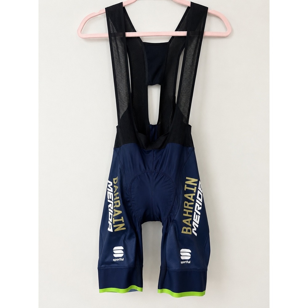 Sportful Bahrain Merida Cycling Bib Shorts Mens Blue TC Pro Chamois Hungary SZ S